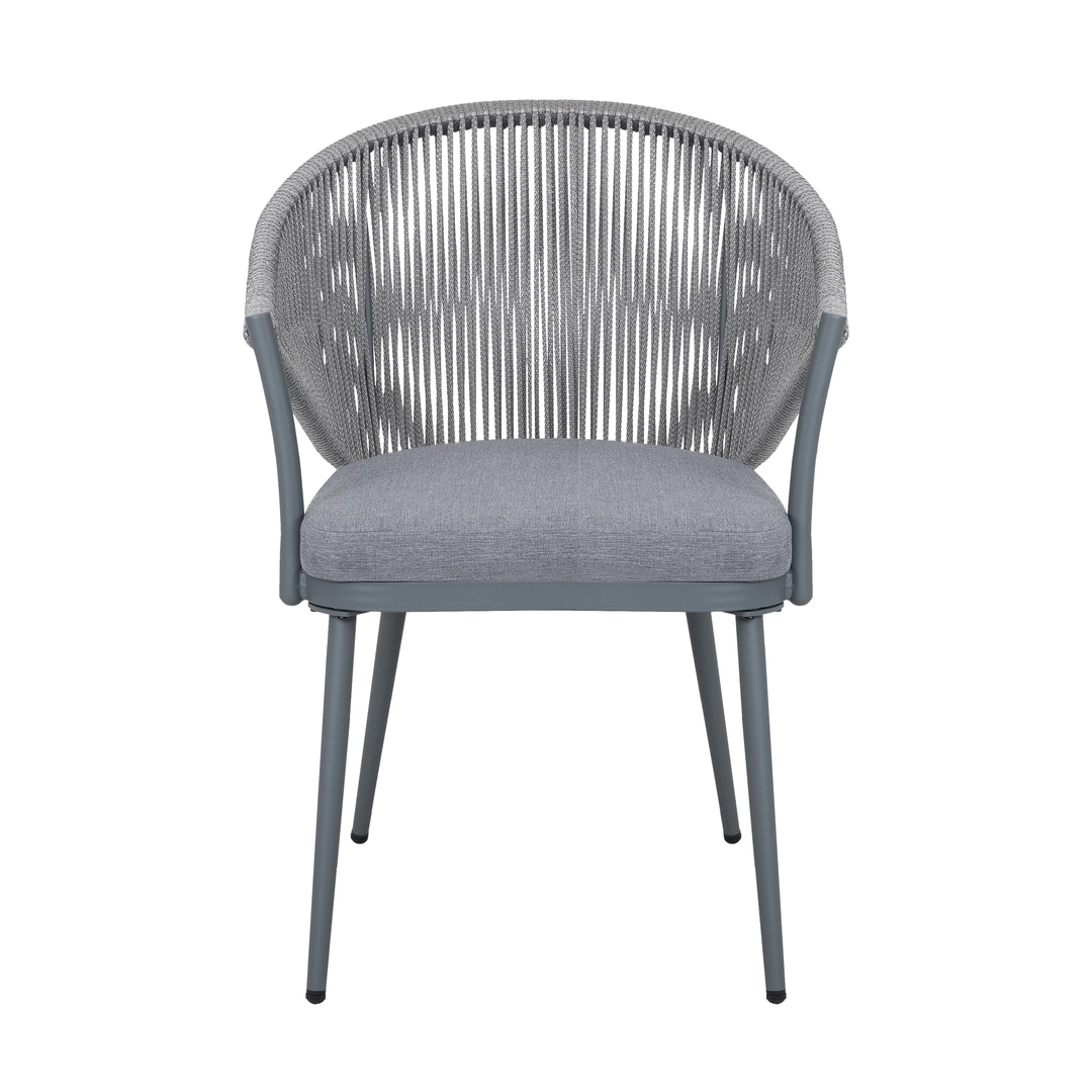 Spade Outdoor Patio Seating Set 2 Chairs and 1 Table Set (Grey) Braided & Rope