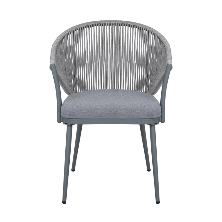 Spade Outdoor Patio Seating Set 2 Chairs and 1 Table Set (Grey) Braided & Rope