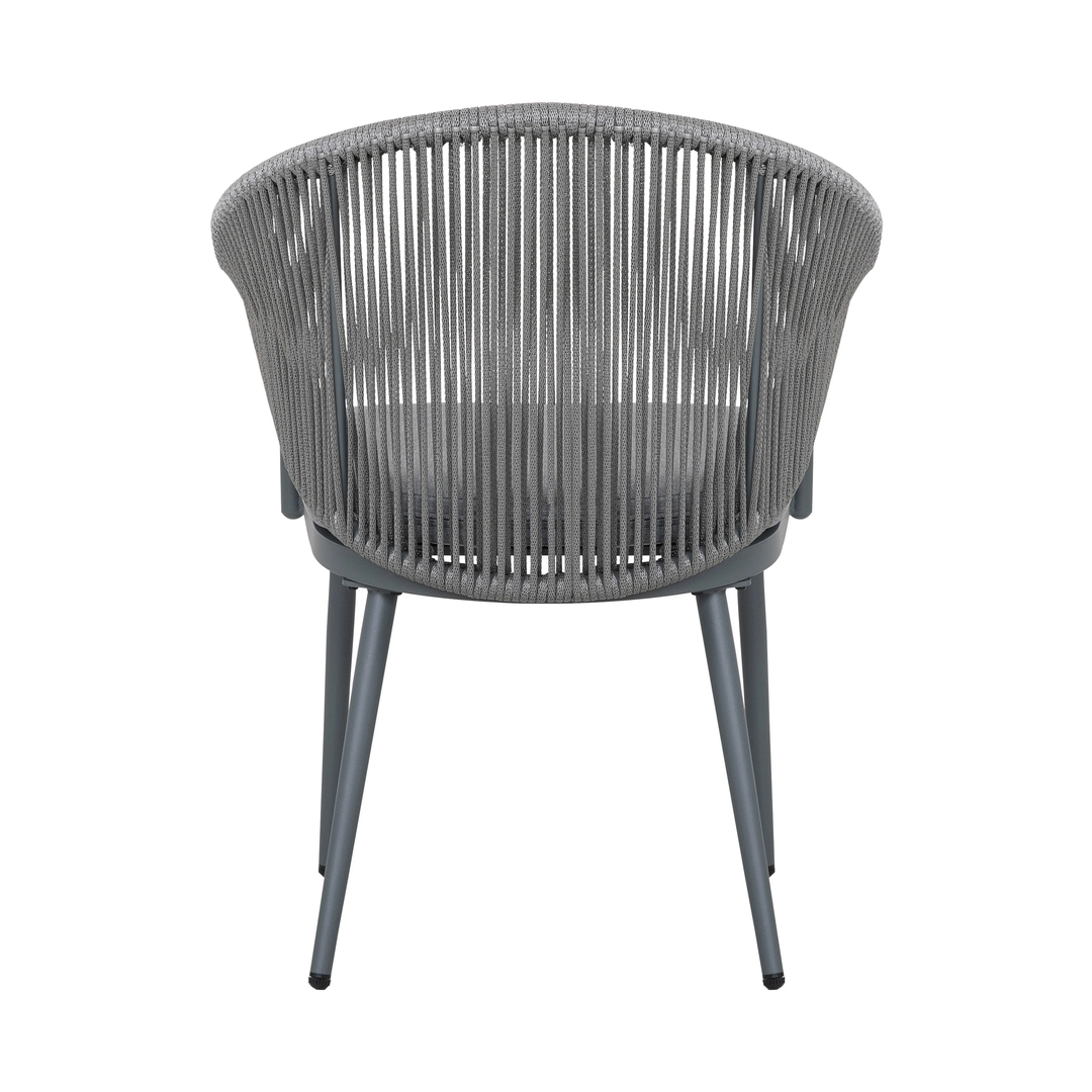 Spade Outdoor Patio Seating Set 2 Chairs and 1 Table Set (Grey) Braided & Rope