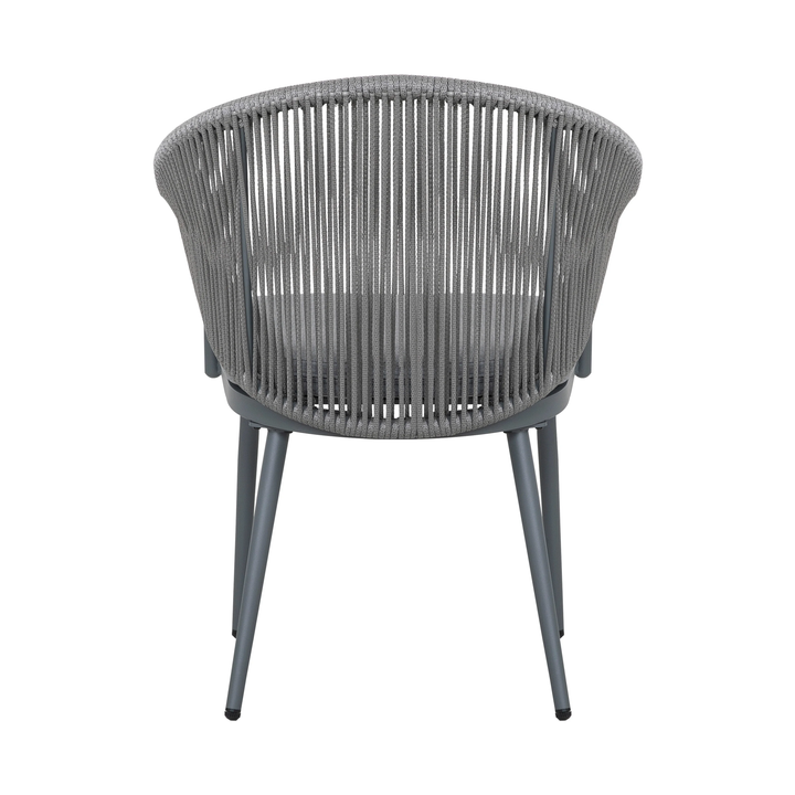 Spade Outdoor Patio Seating Set 2 Chairs and 1 Table Set (Grey) Braided & Rope