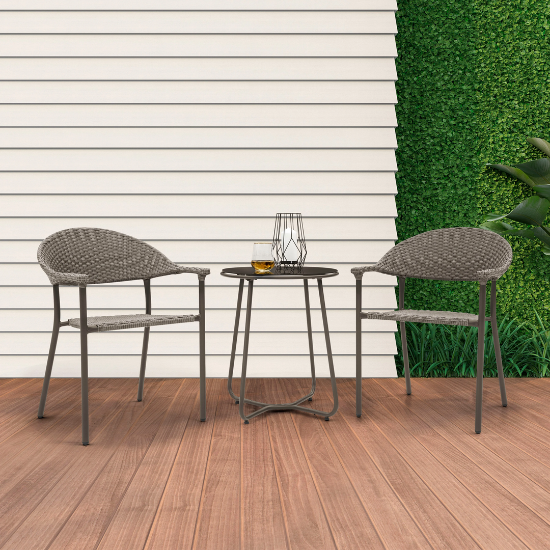 Ulli Outdoor Patio Seating Set 2 Chairs and 1 Table Set (Brown)