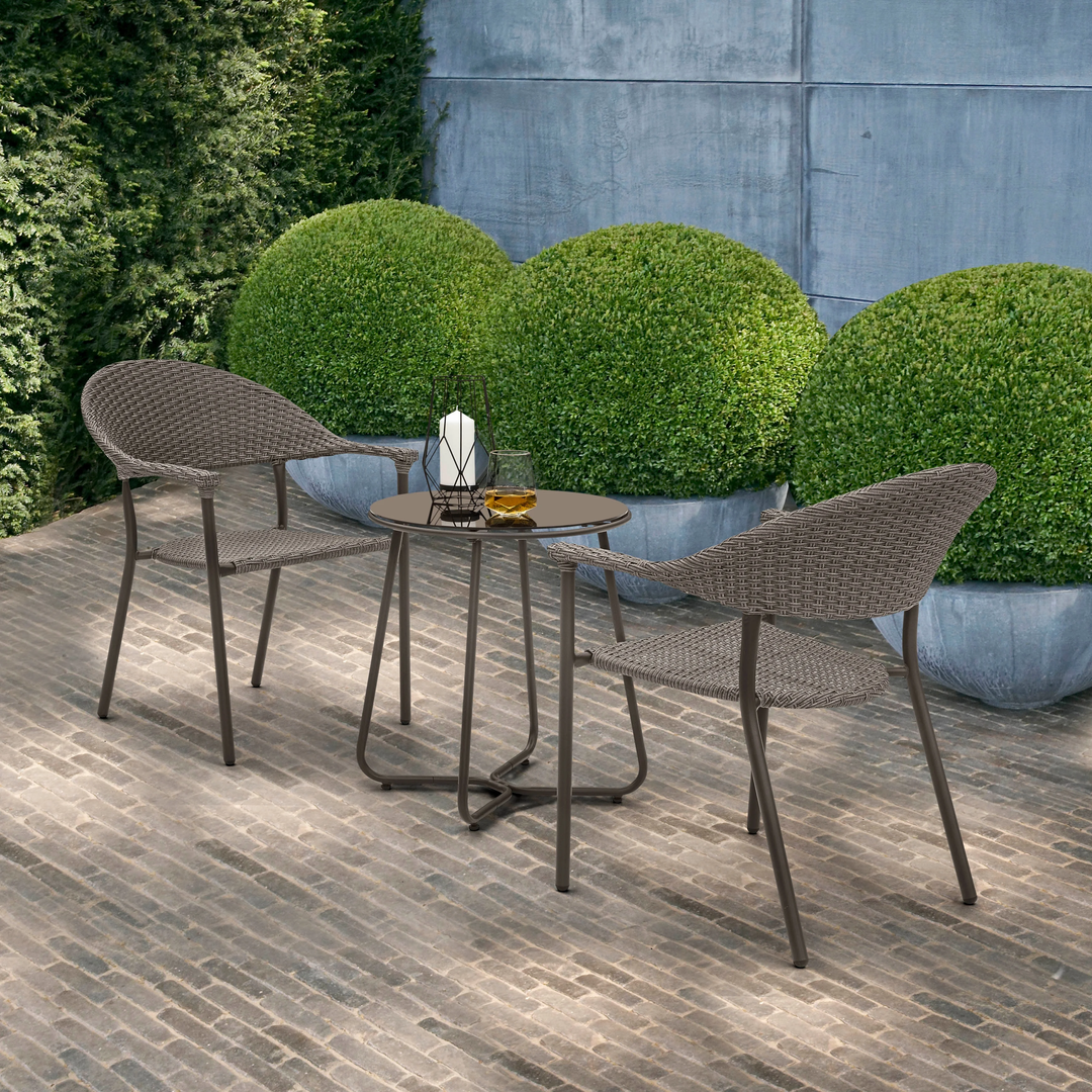 Ulli Outdoor Patio Seating Set 2 Chairs and 1 Table Set (Brown)