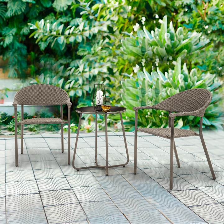 Ulli Outdoor Patio Seating Set 2 Chairs and 1 Table Set (Brown)