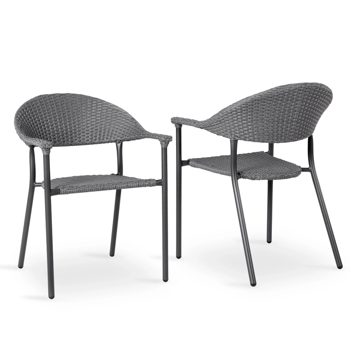 Topia Outdoor Patio Seating Set 2 Chairs and 1 Table Set (Dark Grey)