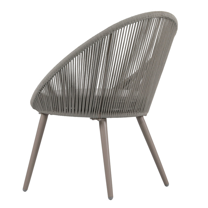 Yawl Outdoor Patio Seating Set 2 Chairs and 1 Table Set (Grey) Braided & Rope