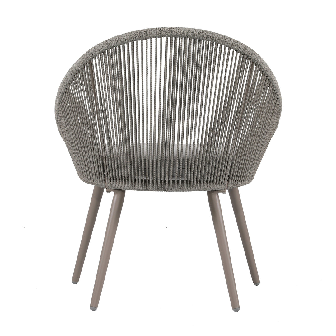 Yawl Outdoor Patio Seating Set 2 Chairs and 1 Table Set (Grey) Braided & Rope