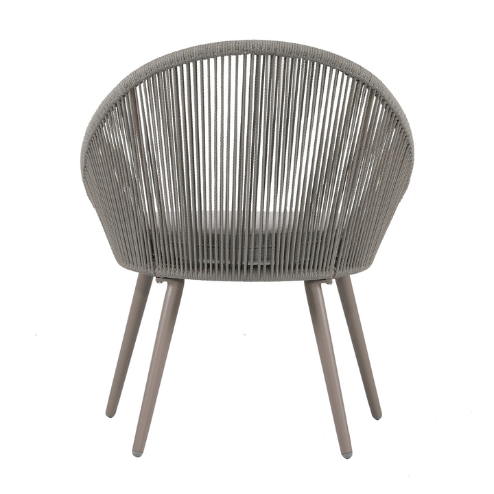 Yawl Outdoor Patio Seating Set 2 Chairs and 1 Table Set (Grey) Braided & Rope