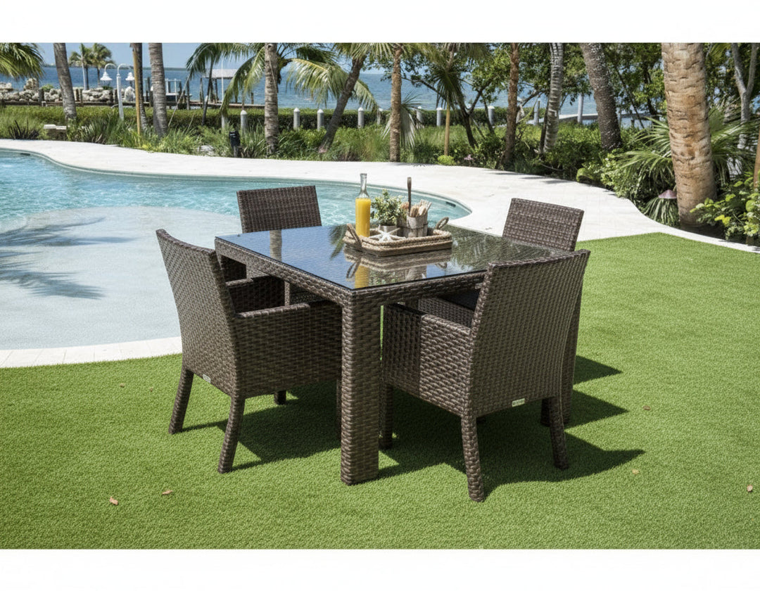 Napolitano Outdoor Patio Dining Set 4 Chairs and 1 Table (Brown)