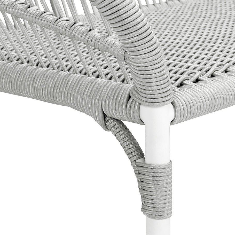 Scry Outdoor Patio Seating Set 2 Chairs and 1 Table Set (Silver + White) Braided & Rope