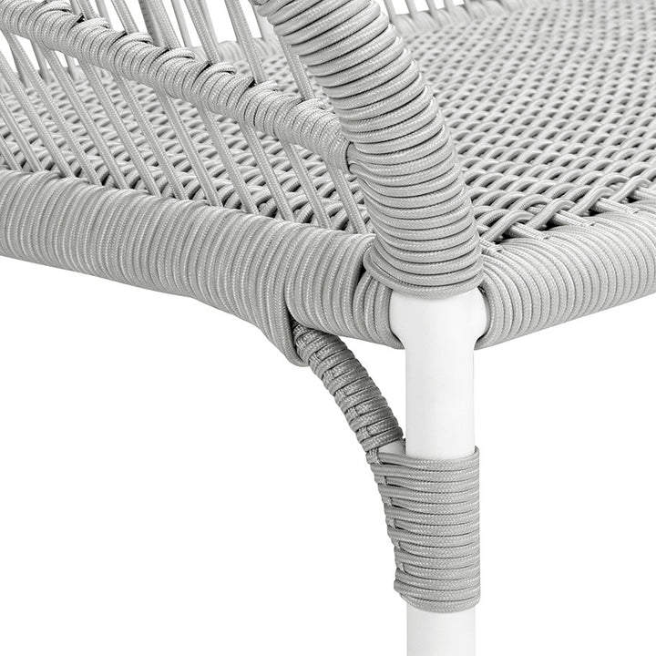 Scry Outdoor Patio Seating Set 2 Chairs and 1 Table Set (Silver + White) Braided & Rope