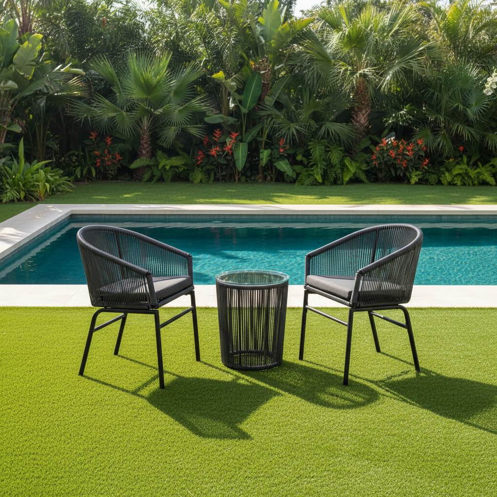 Nitra Outdoor Patio Seating Set 2 Chairs and 1 Table Set (Black) - Coffee Table Sets