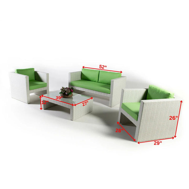 Gucci Outdoor Patio Sofa Set 4 Chairs and 1 Center Table (Off White)