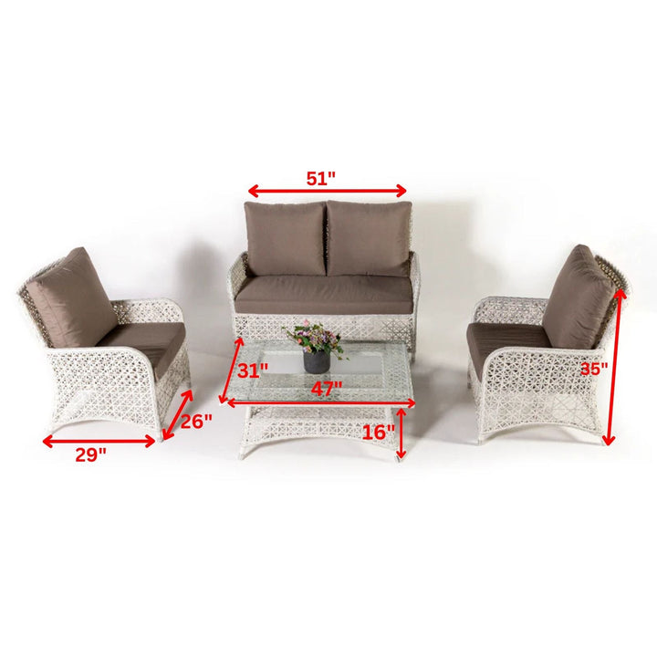 Alfonsi Outdoor Sofa Set 2 Seater, 2 Single seater and 1 Center Table (Beige + Brown)