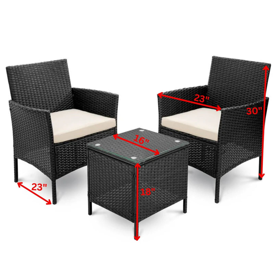 Connie Outdoor Patio Seating Set 2 Chairs and 1 Table Set (Black)
