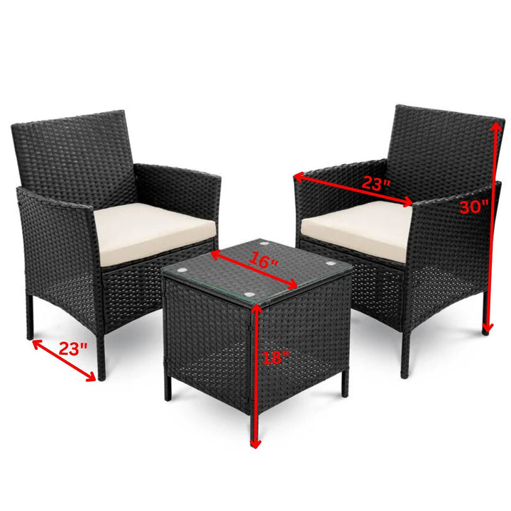 Connie Outdoor Patio Seating Set 2 Chairs and 1 Table Set (Black)