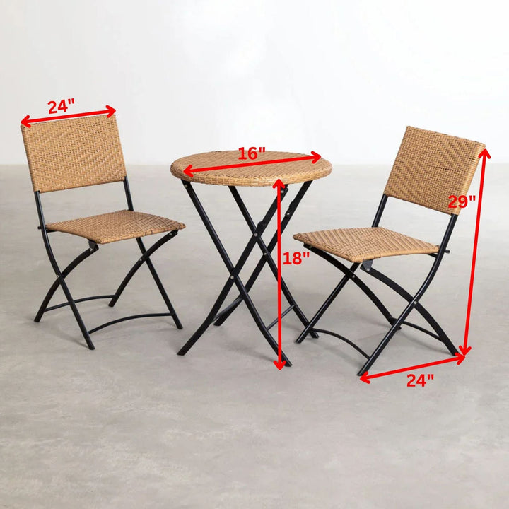 Curro Cara Outdoor Patio Seating Set 2 Chairs and 1 Table Set (Honey)