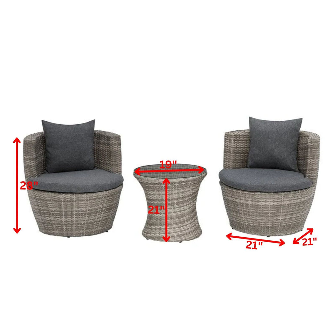 Tisca Outdoor Patio Seating Set 2 Chairs and 1 Table Set (Seashell)