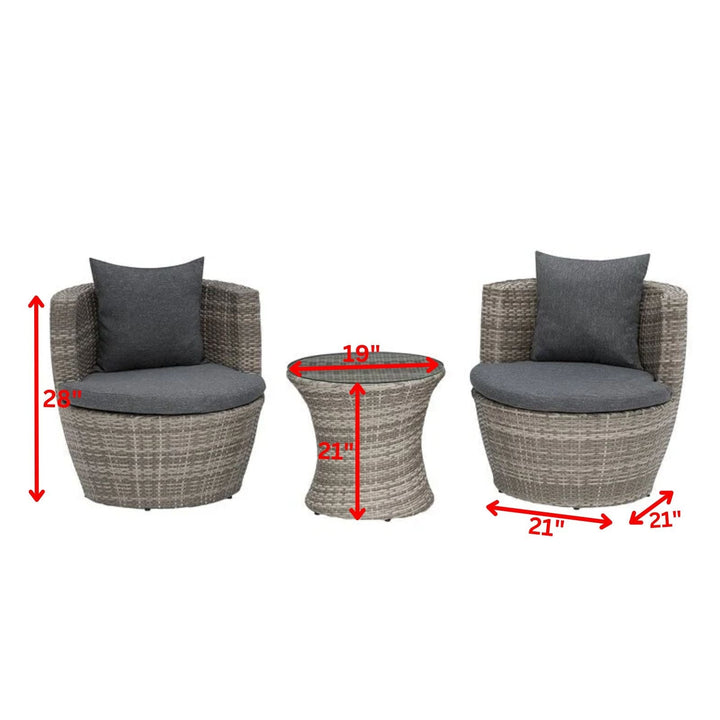 Tisca Outdoor Patio Seating Set 2 Chairs and 1 Table Set (Seashell)