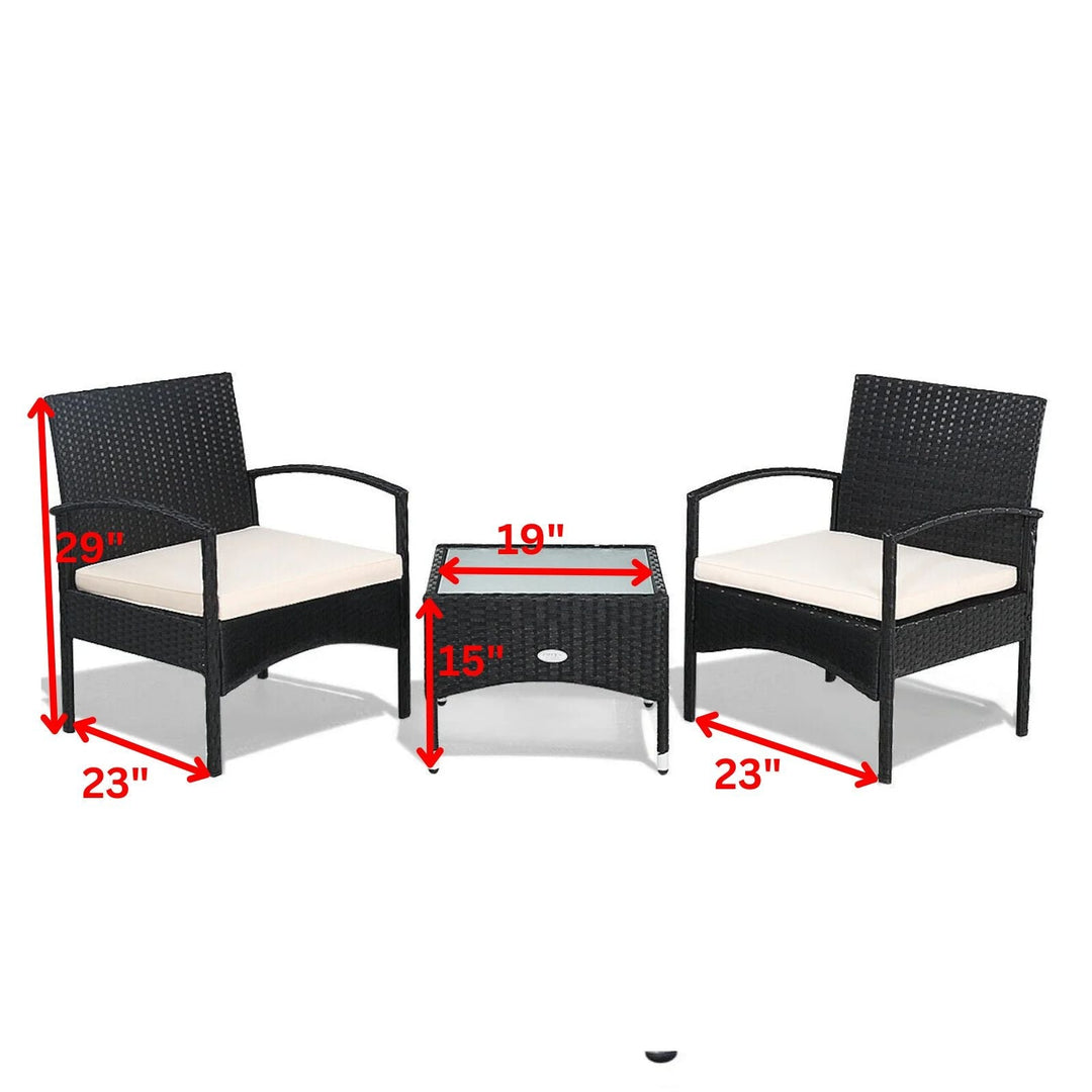 Anie Outdoor Patio Seating Set 2 Chairs and 1 Table Set (Black)