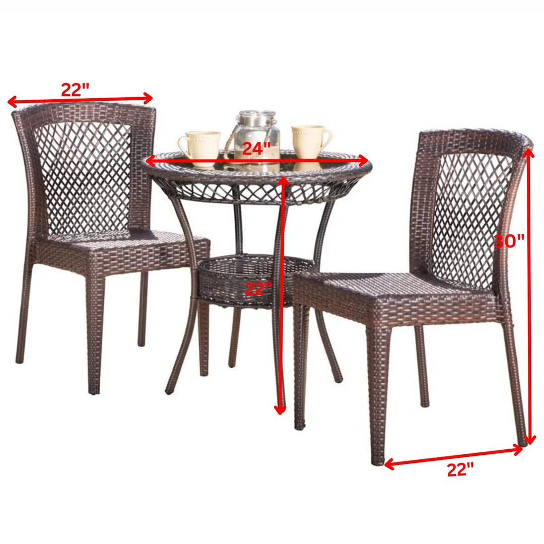 Remy Outdoor Patio Seating Set 2 Chairs and 1 Table Set (Brown)