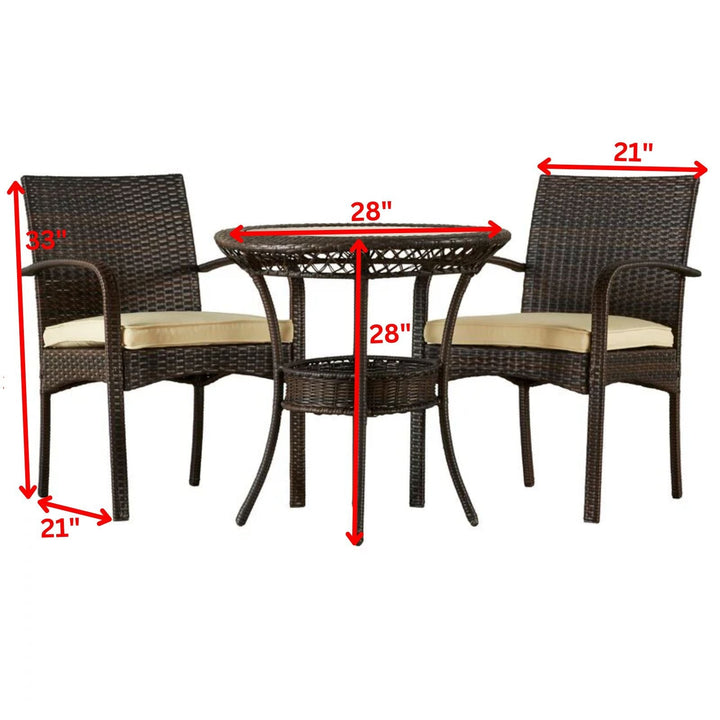 Lema Outdoor Patio Seating Set 2 Chairs and 1 Table Set (Brown)
