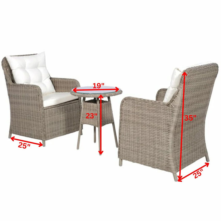 Maddy Outdoor Patio Seating Set 2 Chairs and 1 Table Set (Arabica)
