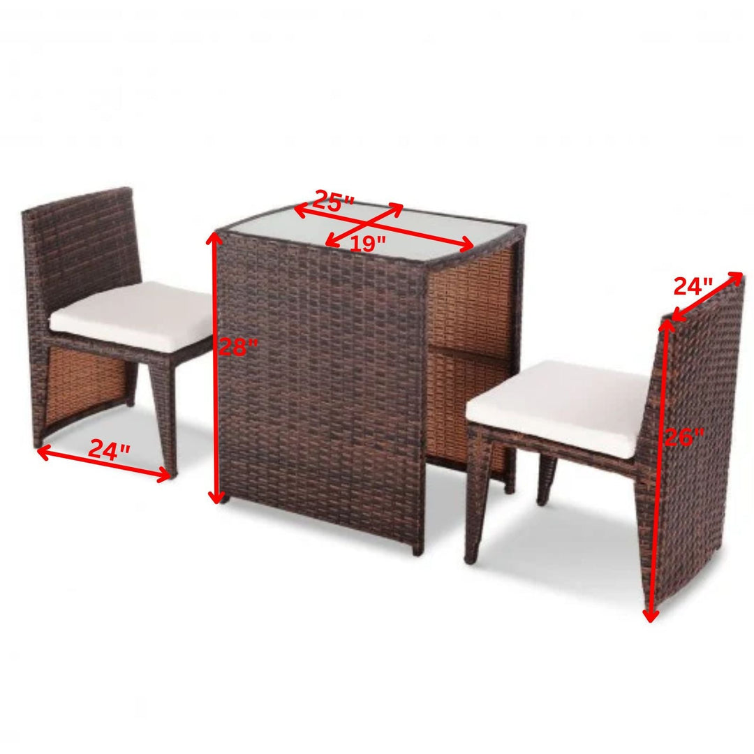 Tasu Outdoor Patio Seating Set 2 Chairs and 1 Table Set (Brown, Black)