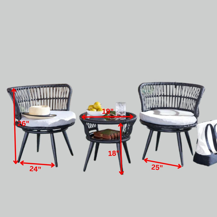 Lourdes Outdoor Patio Seating Set 2 Chairs and 1 Table Set