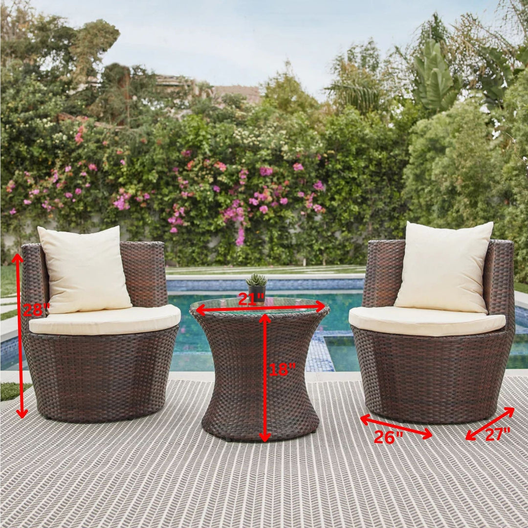 Enzo Outdoor Patio Seating Set 2 Chairs and 1 Table Set (Brown)