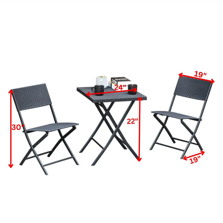 Ahou Outdoor Patio Seating Set 2 Chairs and 1 Table Set (Black)