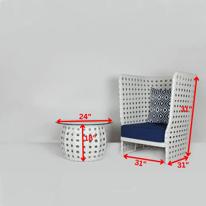 Amogh Outdoor Patio Seating Set 2 Chairs and 1 Table Set (White)