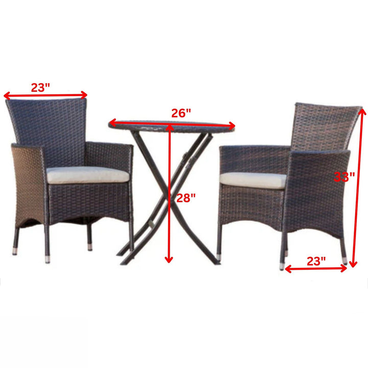Sush Outdoor Patio Seating Set 2 Chairs and 1 Table Set (Brown)