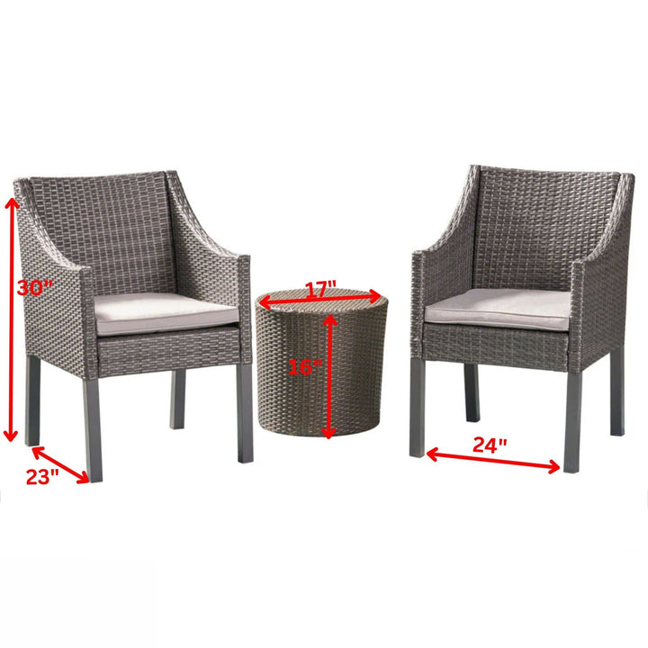 Aroo Outdoor Patio Seating Set 2 Chairs and 1 Table Set (Brown)