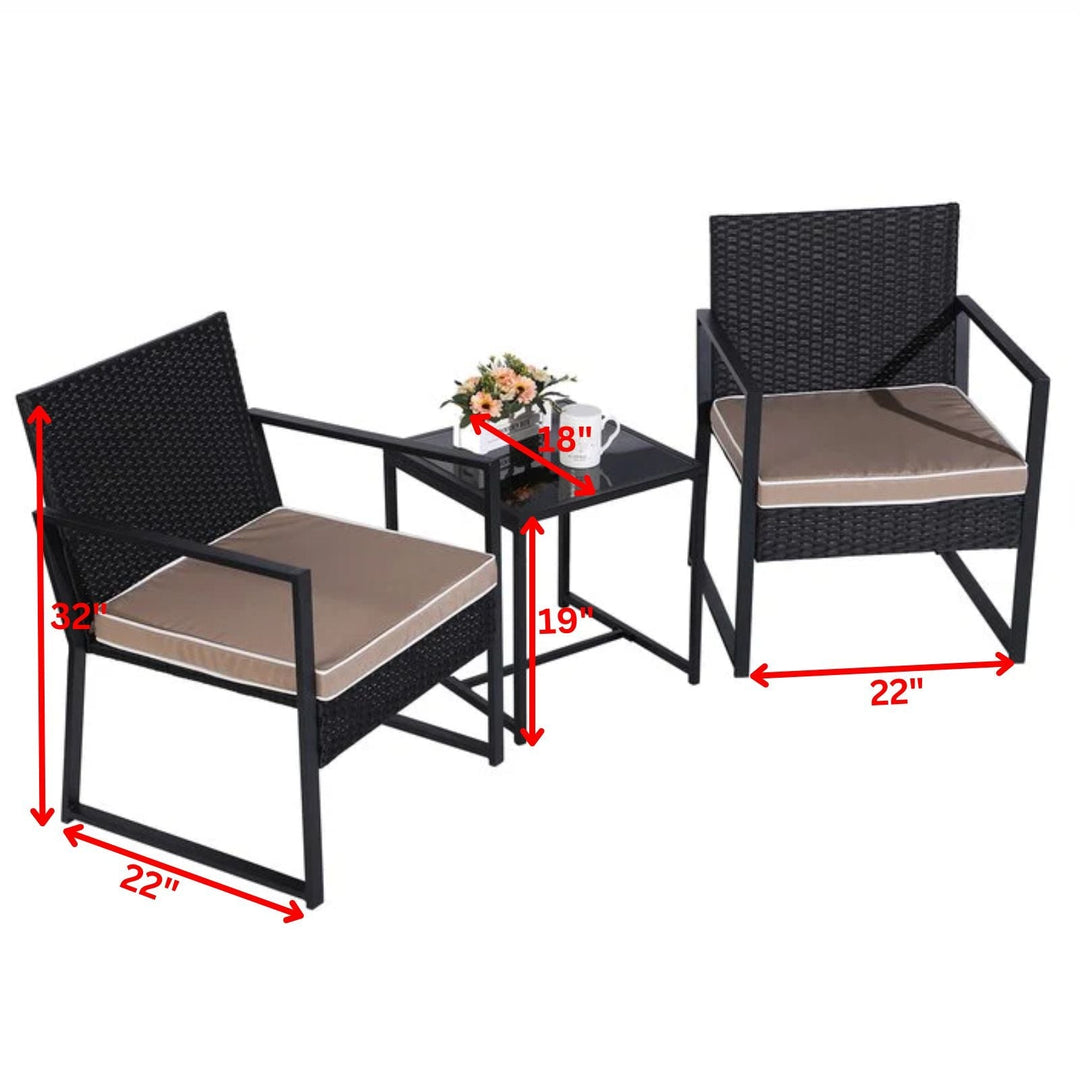 Drish Outdoor Patio Seating Set 2 Chairs and 1 Table Set (Black)