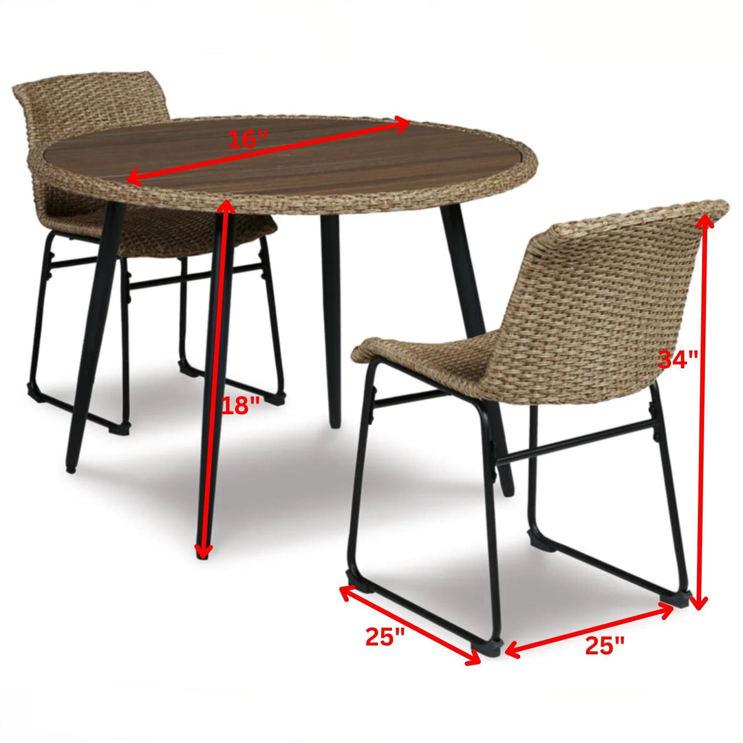 Sence Outdoor Patio Seating Set 2 Chairs and 1 Table Set (Brown)