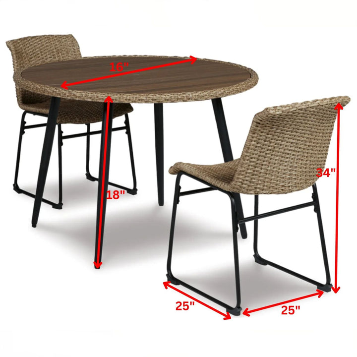 Sence Outdoor Patio Seating Set 2 Chairs and 1 Table Set (Brown)