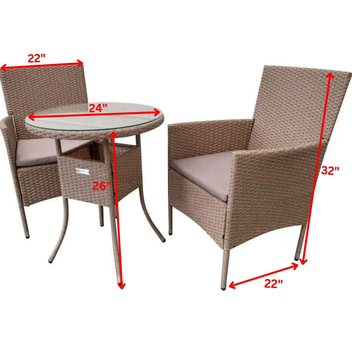 Archie Outdoor Patio Seating Set 2 Chairs and 1 Table Set (Cream)