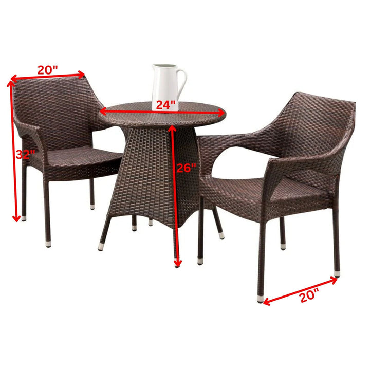 Misha Outdoor Patio Seating Set 2 Chairs and 1 Table Set (Dark Brown)