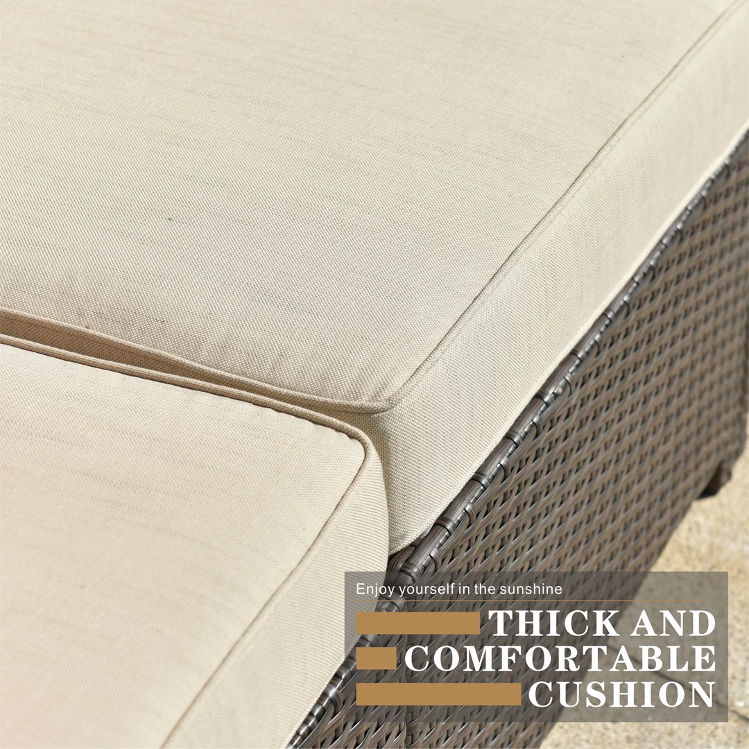 Enorson Outdoor Garden Balcony Sofa Set 2 Three Seater, 2 Single Seater With 2 Ottoman and 2 Center Table Set (Brown)