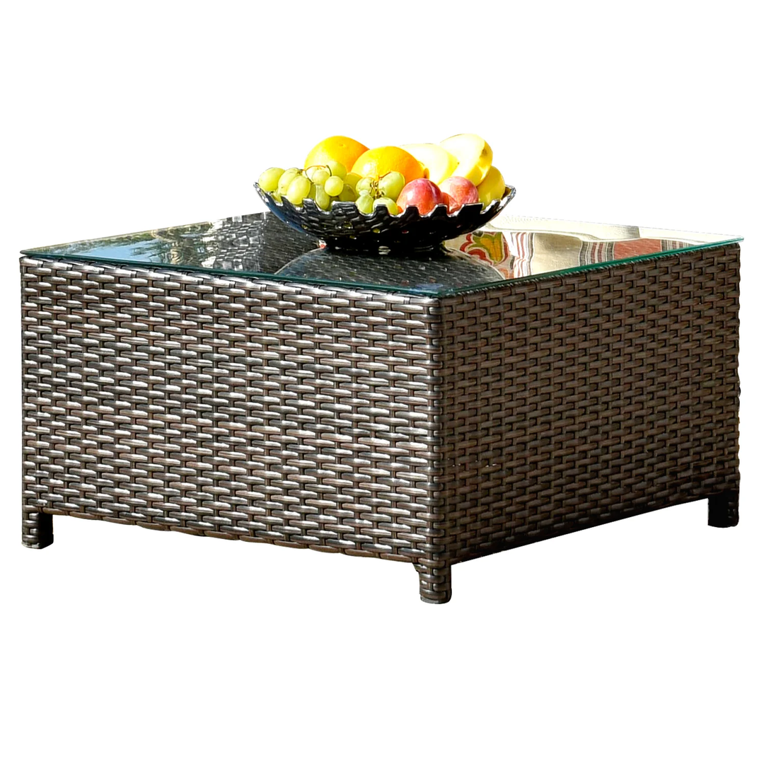 Enorson Outdoor Garden Balcony Sofa Set 2 Three Seater, 2 Single Seater With 2 Ottoman and 2 Center Table Set (Brown)