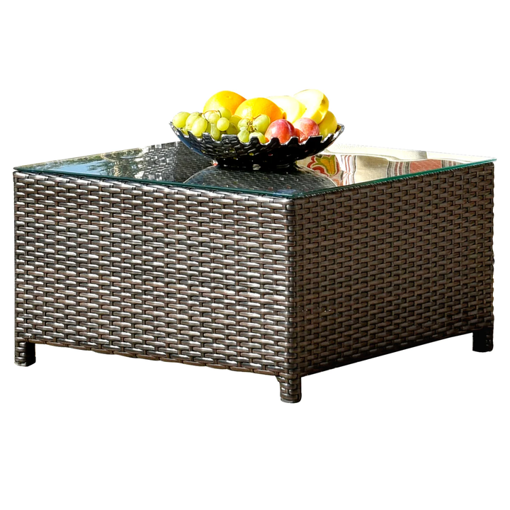 Enorson Outdoor Garden Balcony Sofa Set 2 Three Seater, 2 Single Seater With 2 Ottoman and 2 Center Table Set (Brown)