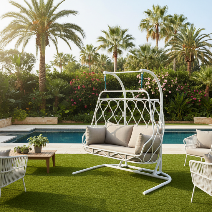 Ortis Double Seater Hanging Swing With Stand For Balcony, Garden Swing