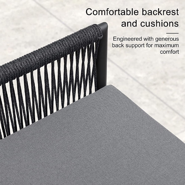 Deny Outdoor Sofa Set 2 Seater , 2 Single seater and 1 Center Table Set (Grey) Braided & Rope