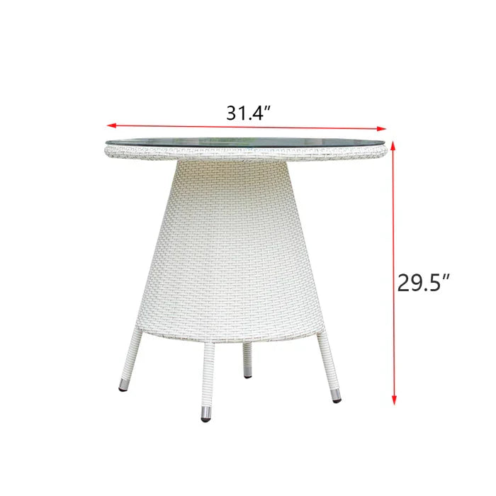 Llamas Outdoor Patio Seating Set 4 Chairs and 1 Table Set (White)