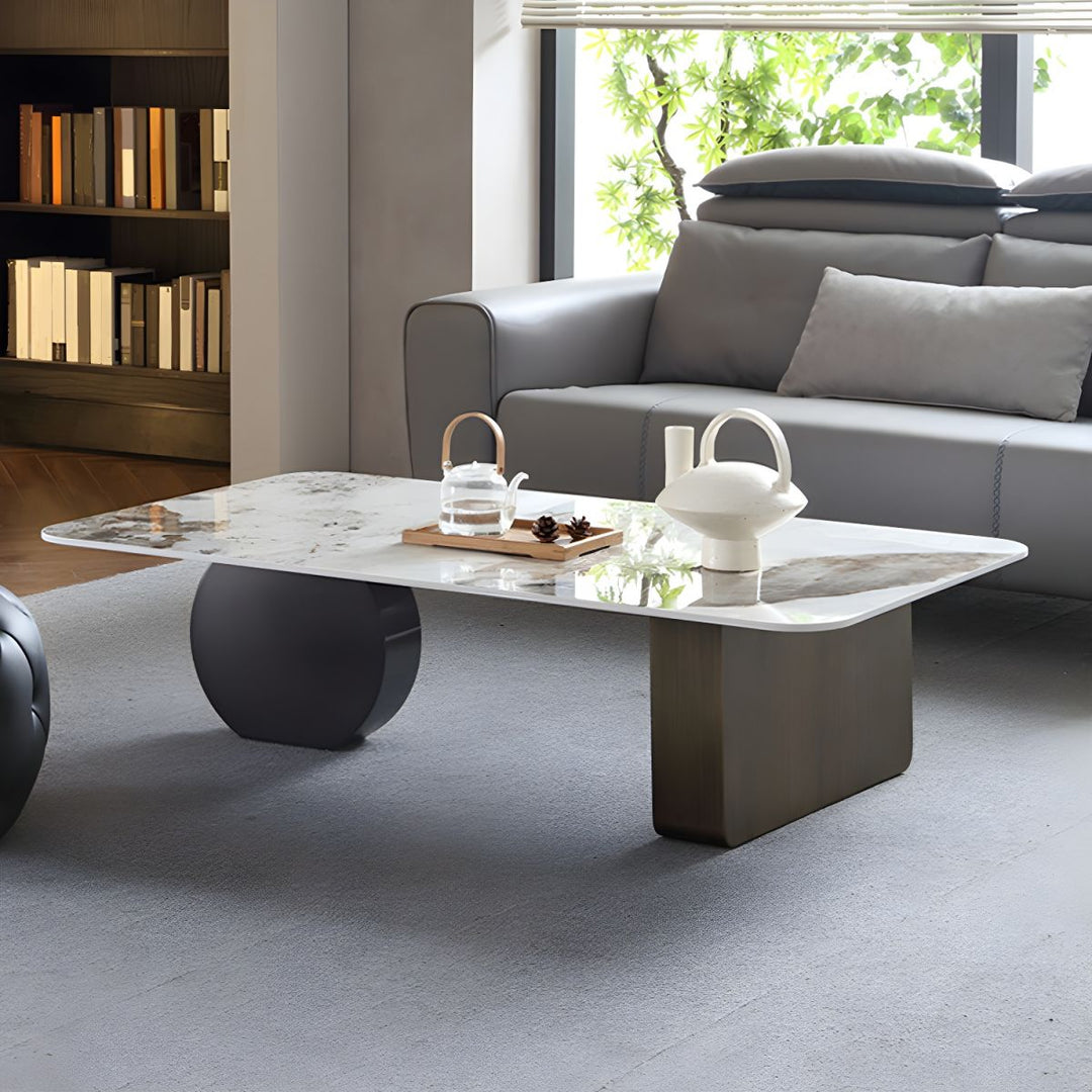 Elina Stainless Steel Frame and Ceramic Marble Top Coffee Table for Living Room