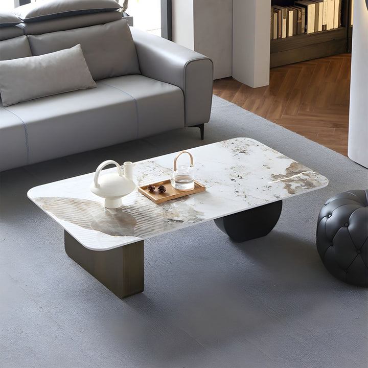 Elina Stainless Steel Frame and Ceramic Marble Top Coffee Table for Living Room