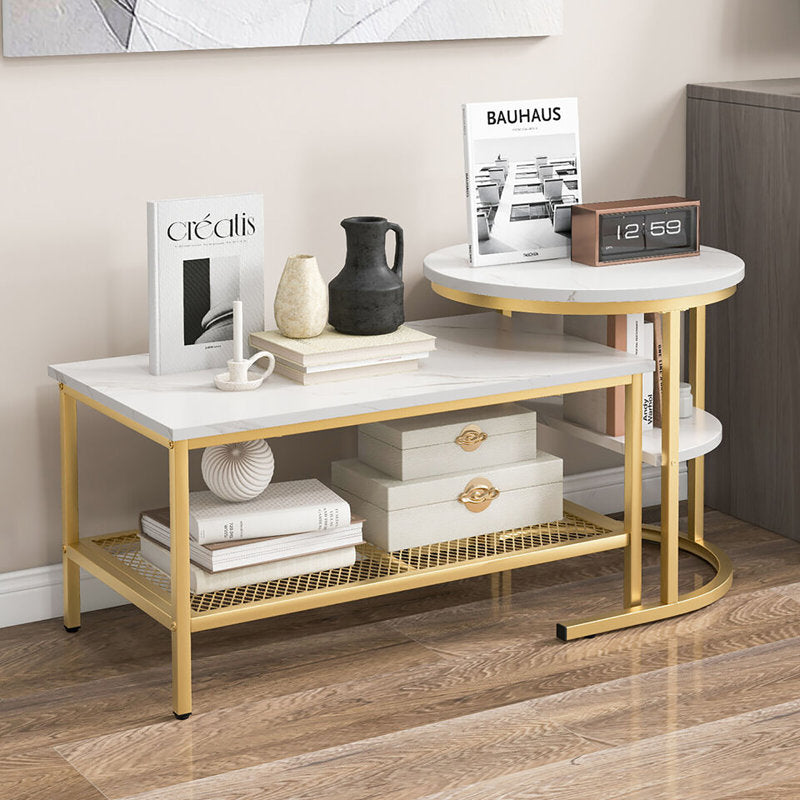 Willow Metal And Marble Top Coffee Table