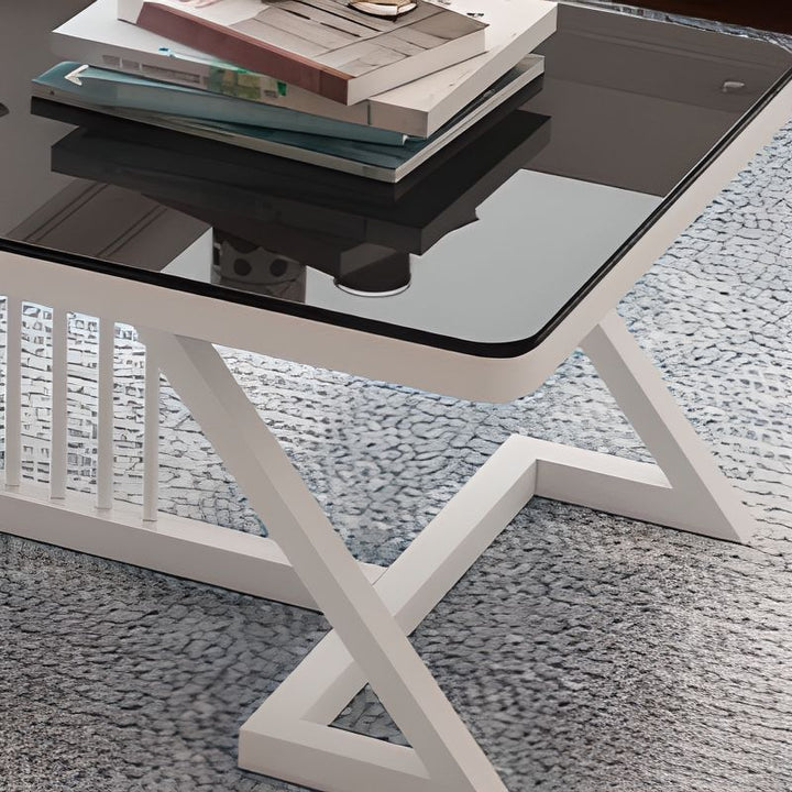 Nova Stainless Steel Coffee Table for Living Room | Black Finish | Composite Ceramic Marble | Rectangle Shape