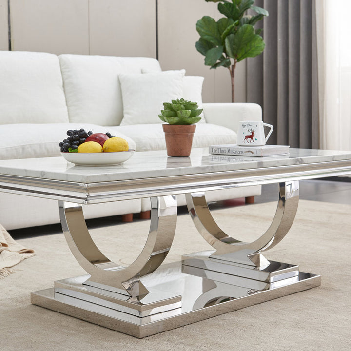 Aarohi Metal Coffee Table For Living Room - Silver