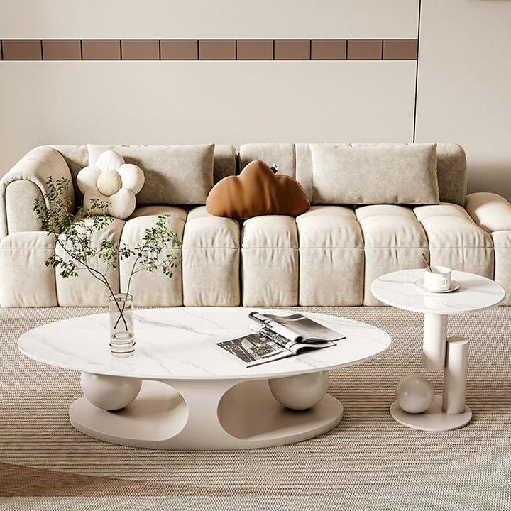 Karishma Stainless Steel Frame and White Finish Coffee Table for Living Room